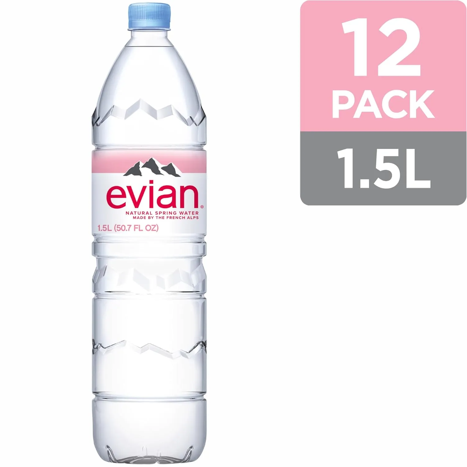 Evian Natural Spring Water, 1.5 L bottle (Pack of 12)