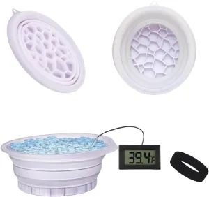 Face Bowl for Ice Kit, Silicone Face Plunge Bowl with Built-In Icetray, Portable Ice Facial Folding Washbasin Bowl for Face Ice Bath with Thermometer Headband, Pick Your Chill and Dunk (Purple)
