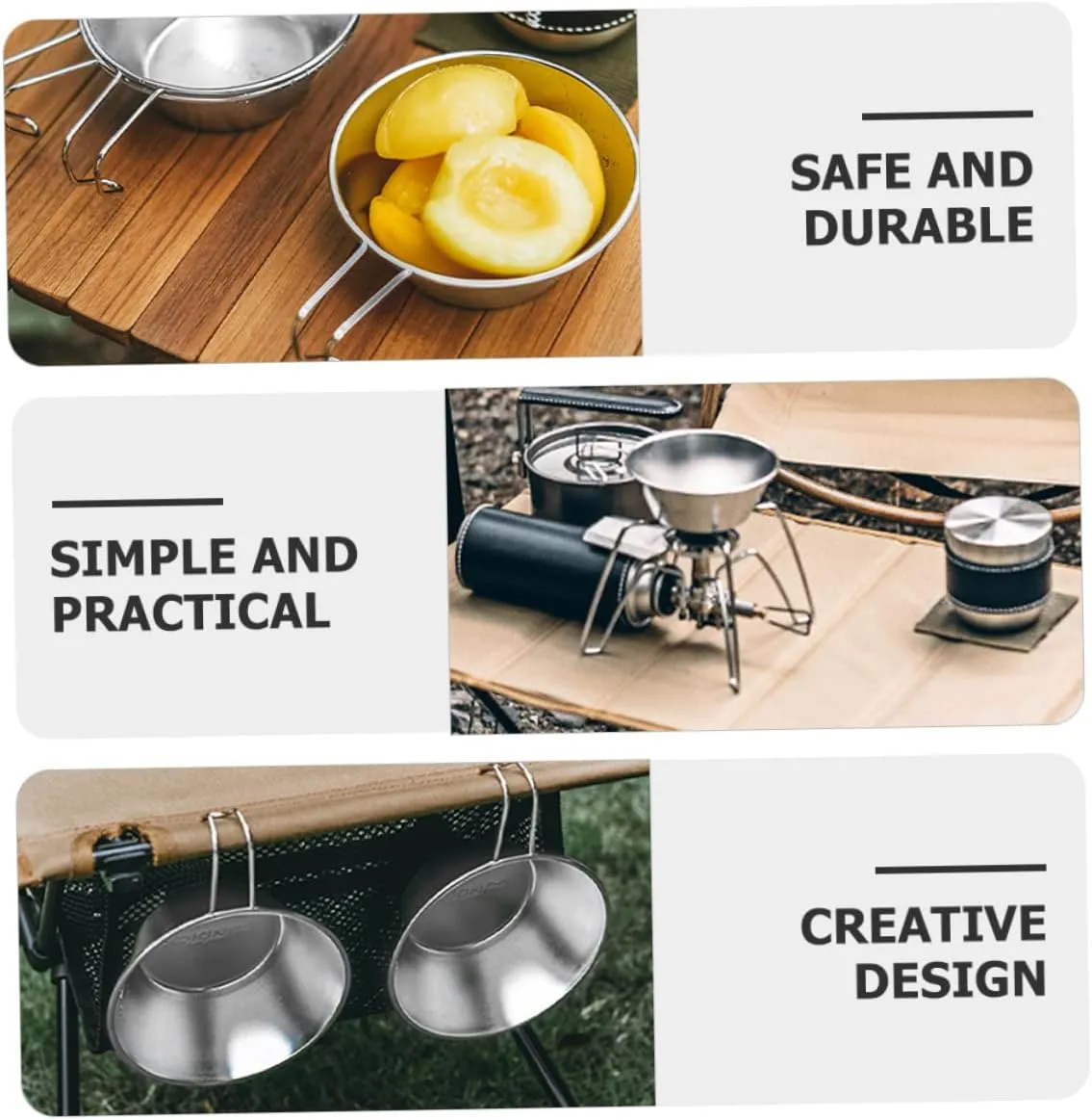 FAVOMOTO Multi Function Water Cup Compact Outdoor Wine Bowl with Handle for Camping Picnic and Home Use Durable Smooth Edges Design
