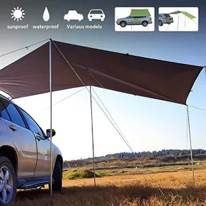 Fay Bless Camping Tarp for SUV Car,Lawn & Garden,Beach Canopy Tent, Multifunctional Waterproof Fly Tent Tarp, Anti-UV Light Weight Camping Shelter Outdoor Sunshade (Army Green,300 * 150cm)