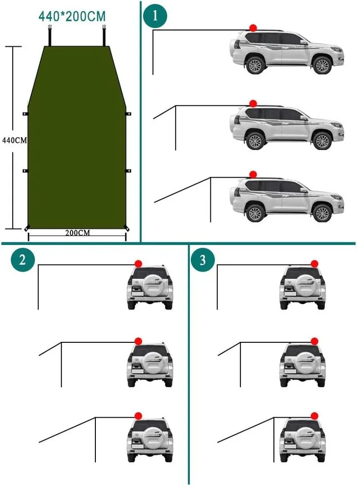 Fay Bless Camping Tarp for SUV Car,Lawn & Garden,Beach Canopy Tent, Multifunctional Waterproof Fly Tent Tarp, Anti-UV Light Weight Camping Shelter Outdoor Sunshade (Army Green,300 * 150cm)