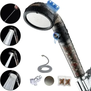 Filtered Shower Head with Handheld - High Pressure Mineral ShowerHead with Filters for Hard Water - Reduces Dry Itchy Skin, Easy Instal, 4 Modes, Water Saving, Durable, Detachable anti blocking