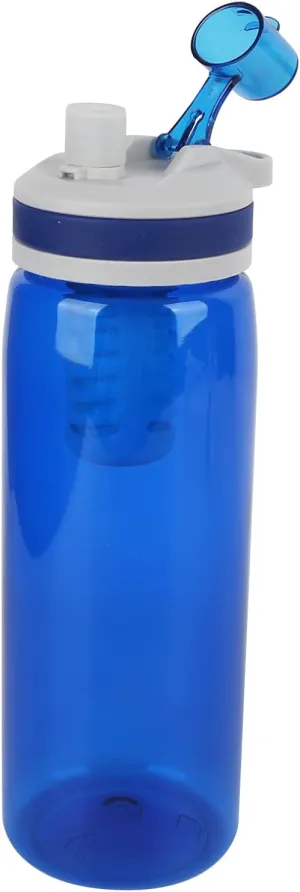 Filtered Water Bottle, 770ml ABS Filter Water Bottle Water Filter Bottle with Lid for Camping Hiking (Blue)