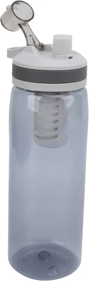 Filtered Water Bottle, 770ml ABS Filter Water Bottle Water Filter Bottle with Lid for Camping Hiking (Gray)