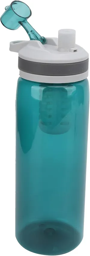 Filtered Water Bottle, 770ml ABS Filter Water Bottle Water Filter Bottle with Lid for Camping Hiking (Green)