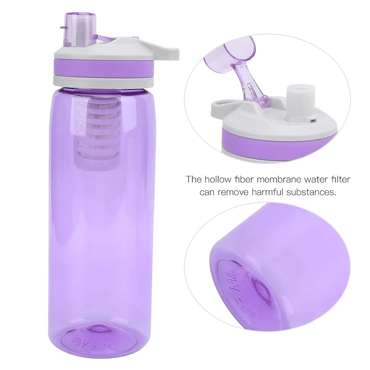 Filtered Water Bottle, Water Filter Bottle 770ml ABS Water Bottle with Filter with Lid for Camping Hiking (#5)