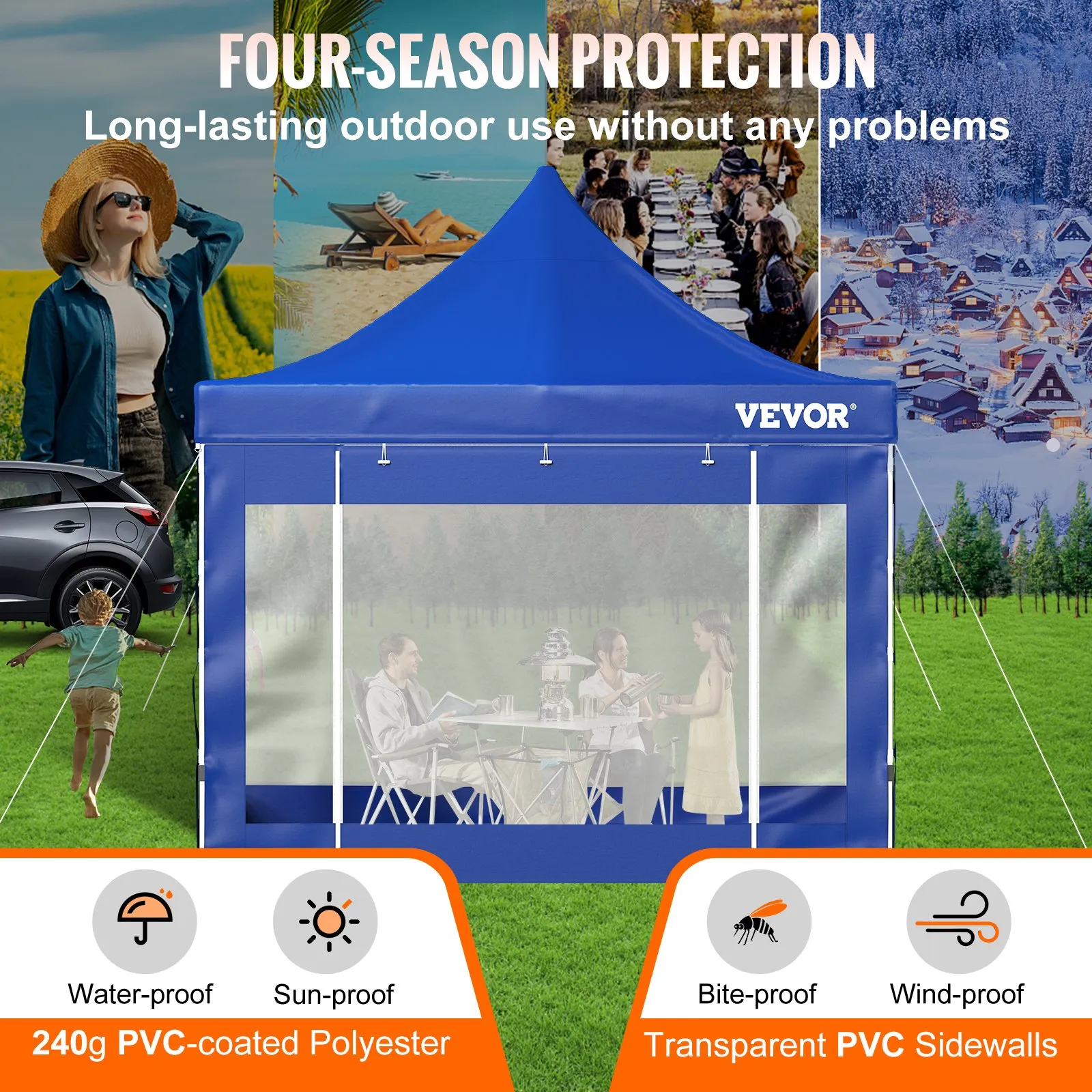 (FINAL PRICES ARE LOWER ON OUR SITE!) VEVOR Pop Up Canopy Tent, 10 x 10 FT, Outdoor Patio Gazebo Tent with Removable Sidewalls and Wheeled Bag, UV Resistant Waterproof Instant Gazebo Shelter for Party, Garden, Backyard, Blue