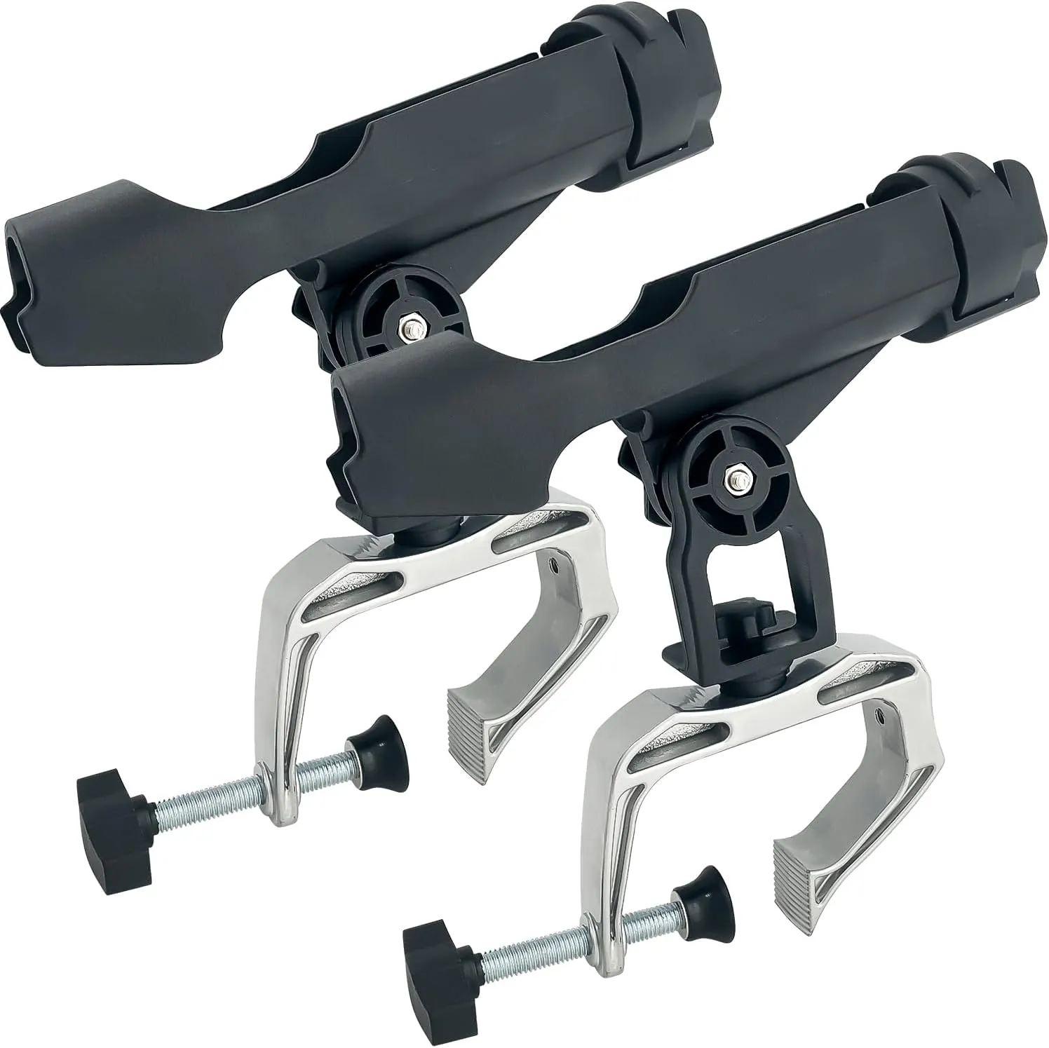 Fishing Boat Rod Holder, Large Clamp Opening 360 Degree Adjustable Fishing Pole Holder Fishing Boat Accessories, Reinforced Nylon - 2Pack
