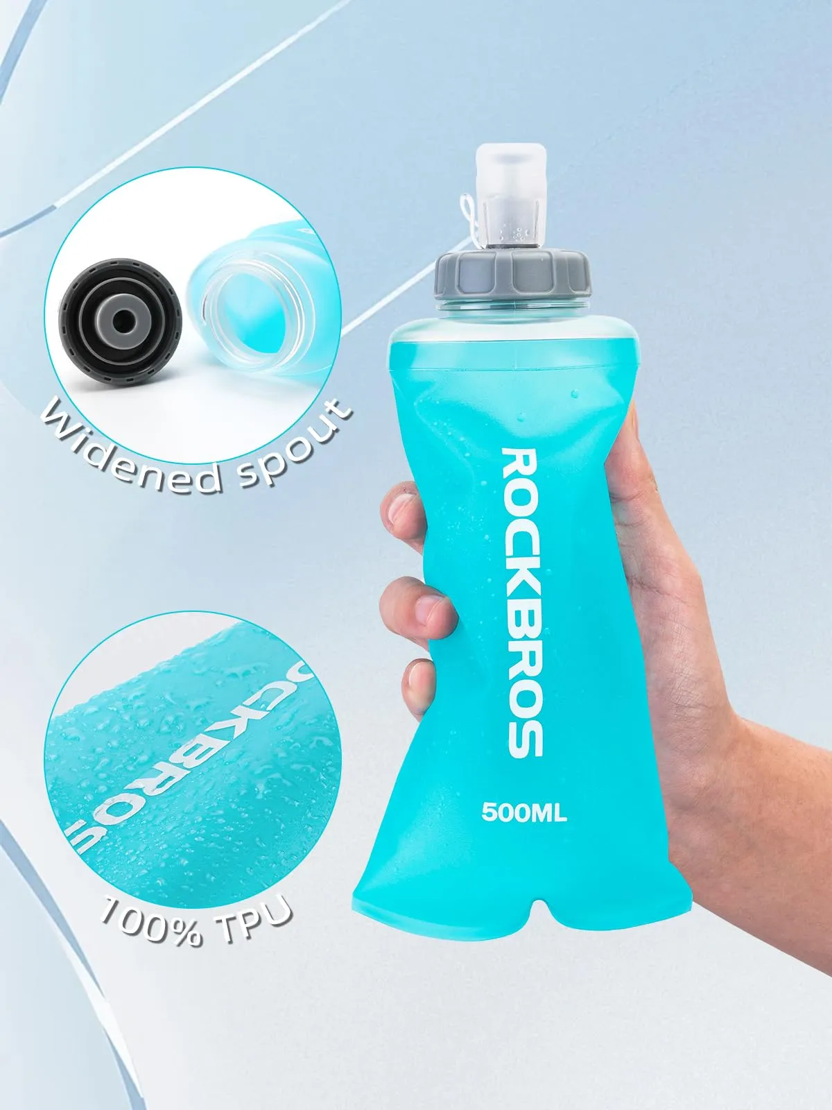 Flexible Water Client satisfaction Door-to-door service for ROCKBROS Bottle Flask Hiking, Soft 500ml Running, Collapsible Cycling Skiing