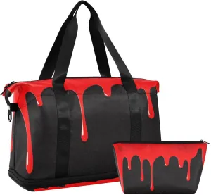 Flowing Pigment Red Black Art Large Gym Bag Sport Training Bag with Adjustable Strap for Trekking Waterproof