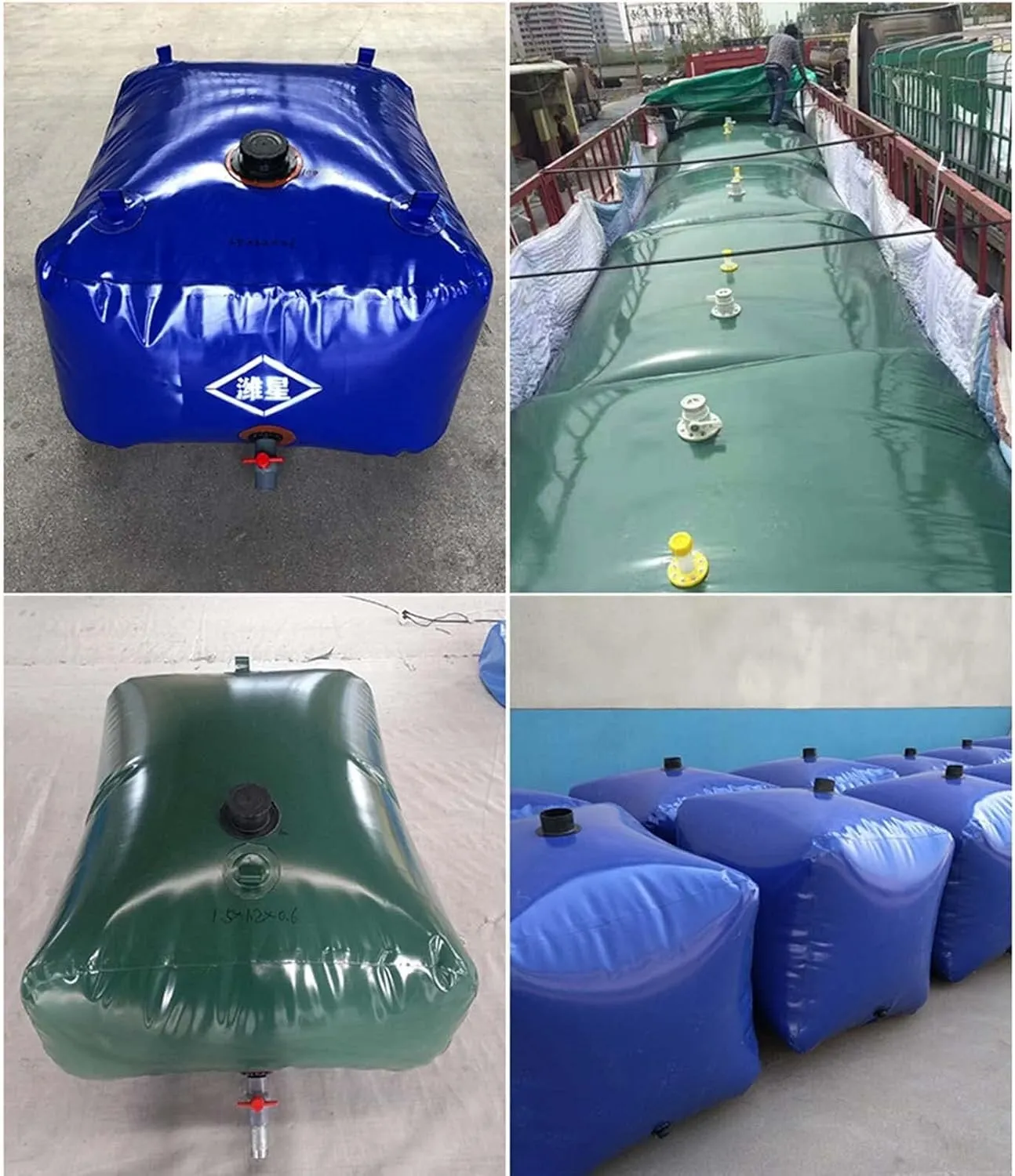 Foldable 1000L Water Storage Bag with Faucet, PVC Outdoor Rainwater Tank, Flexible Transport Water Bag for Drought, Agriculture, Emergency Use(2000L: 2 * 1.25 * 0.8m)