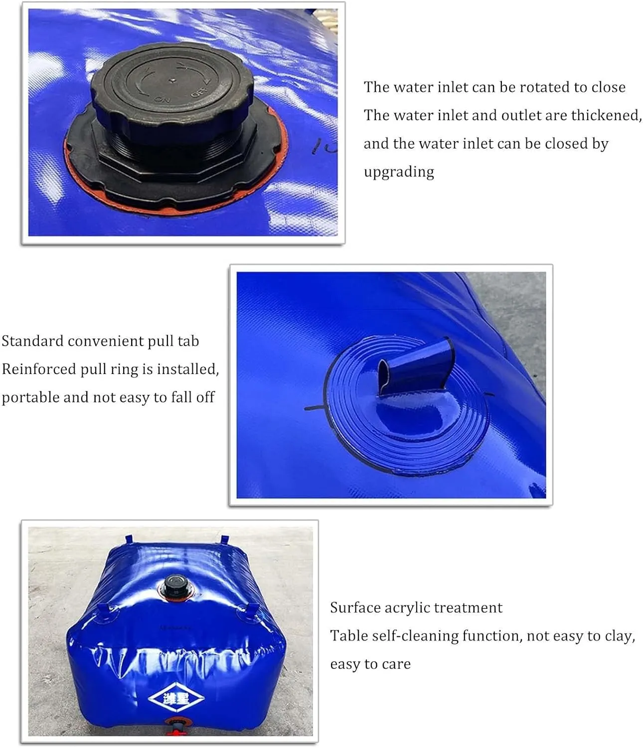 Foldable 1000L Water Storage Bag with Faucet, PVC Outdoor Rainwater Tank, Flexible Transport Water Bag for Drought, Agriculture, Emergency Use(2000L: 2 * 1.25 * 0.8m)