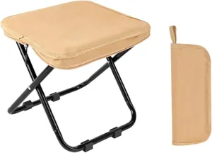 Foldable Camping Stool Portable Collapsible Seat for Outdoor Beach Gardening Hiking Lightweight & Sturdy(Khaki)