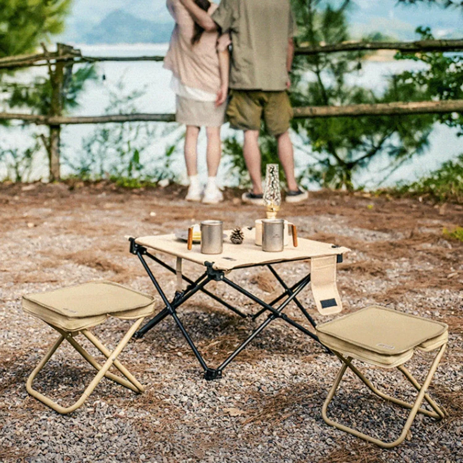 Foldable Camping Stool Portable Collapsible Seat for Outdoor Beach Gardening Hiking Lightweight & Sturdy(Khaki)