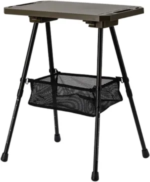 Foldable Camping Table Desk Furniture Portable with Adjustable Legs with Mesh Pocket for Garden BBQ Kitchen Yard Tailgating, Dark Green