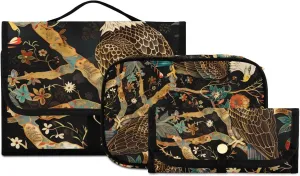 Foldable Hanging Travel Toiletry Organizer Set 3-Piece with Cosmetic Bag & Brush Holder - Eagle (7)