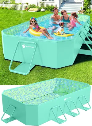 Foldable Pool, Large Non-Inflatable Swimming Pool for Kids,Adult Collapsible Pools Hard Plastic Shell, Oversized Thickened,Portable Folding Kids Pools for Backyard 104"x65"x20"-Green