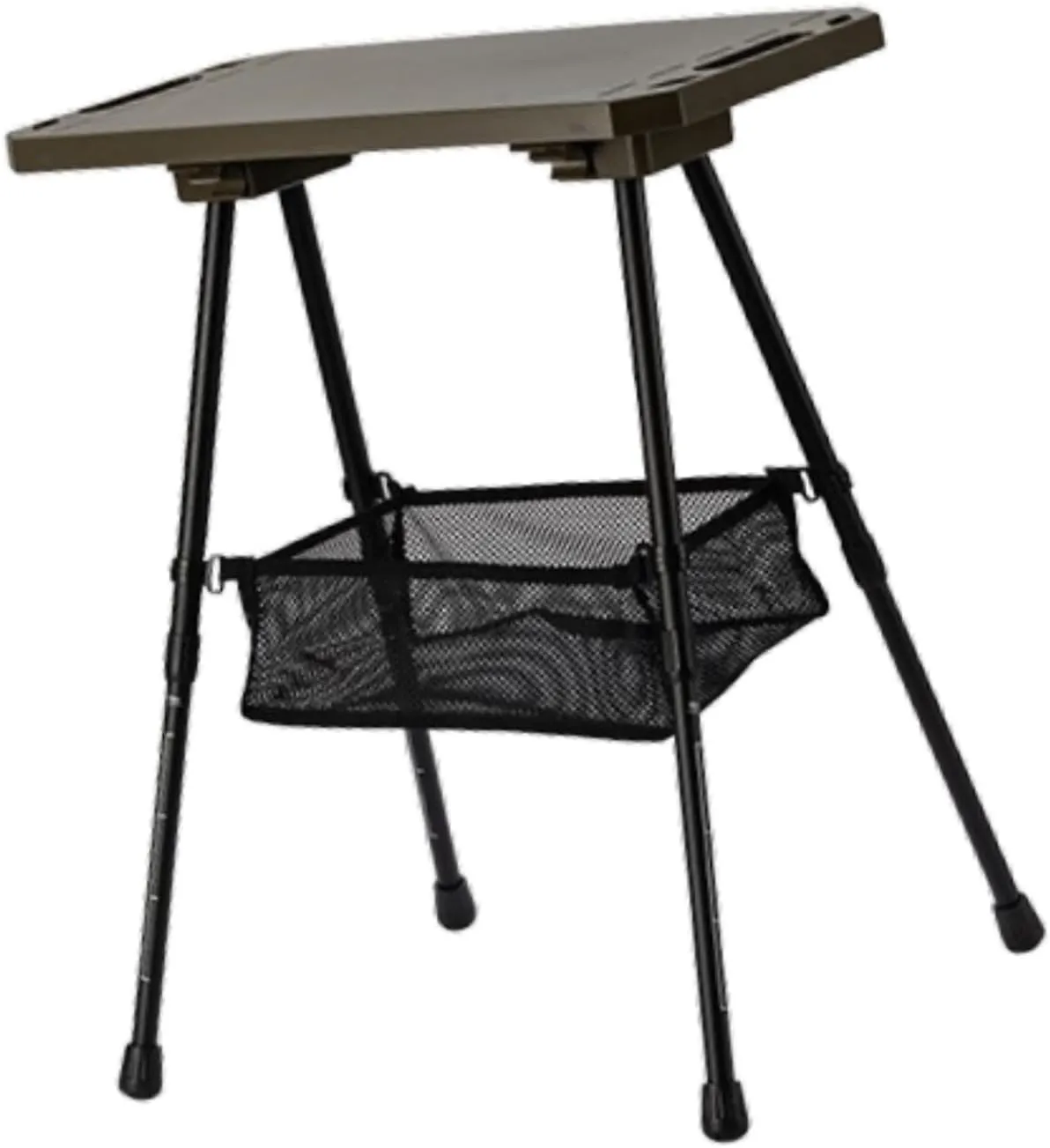 Folding Camp Table Aluminum Alloy Portable Desk with Adjustable Legs with Mesh Pocket for Party Cooking Picnic Trips Patio, Dark Green