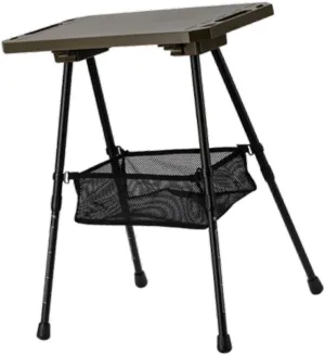 Folding Camp Table Aluminum Alloy Portable Desk with Adjustable Legs with Mesh Pocket for Party Cooking Picnic Trips Patio, Dark Green