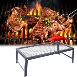 Folding Campfire Grill, Portable Steel Mesh Grate, Camp Fire Cooking Racks for Camping Hiking Backpacking BBQ Outdoors