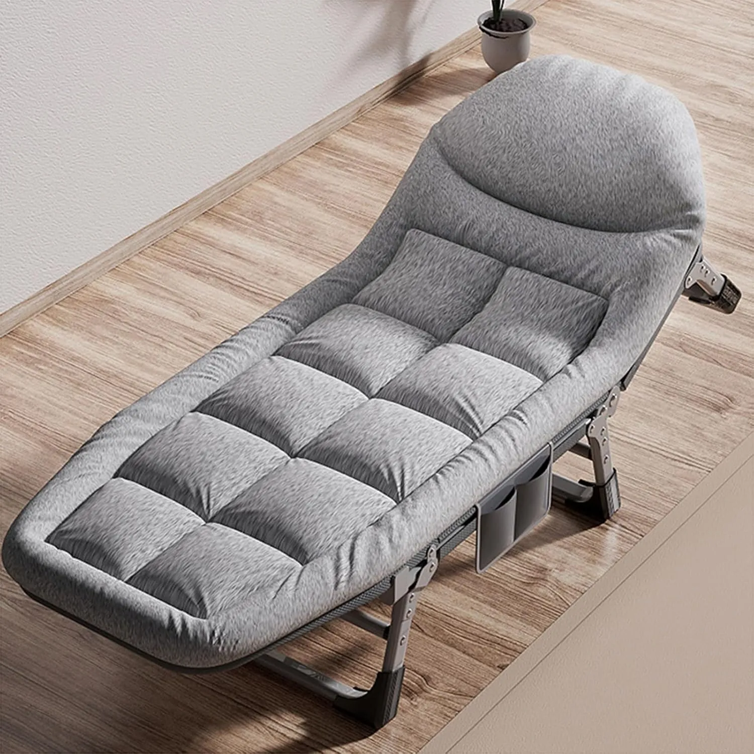 Folding Camping Cot, 4Position Folding Chaise Lounge Chairs Outdoor, Camp Bed for Outdoor, Home, Office, Supports 330 Lbs, for Office/Home Nap/Outdoor Travel
