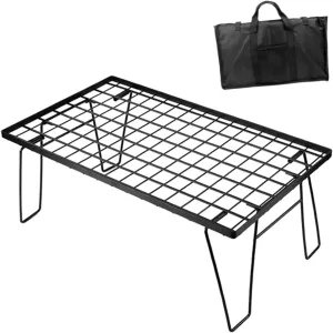 Folding Camping Table Barbecue Table Picnic Grill Grate Grill Mesh Table Folding Mesh Table for Fishing BBQ Patio Backyard