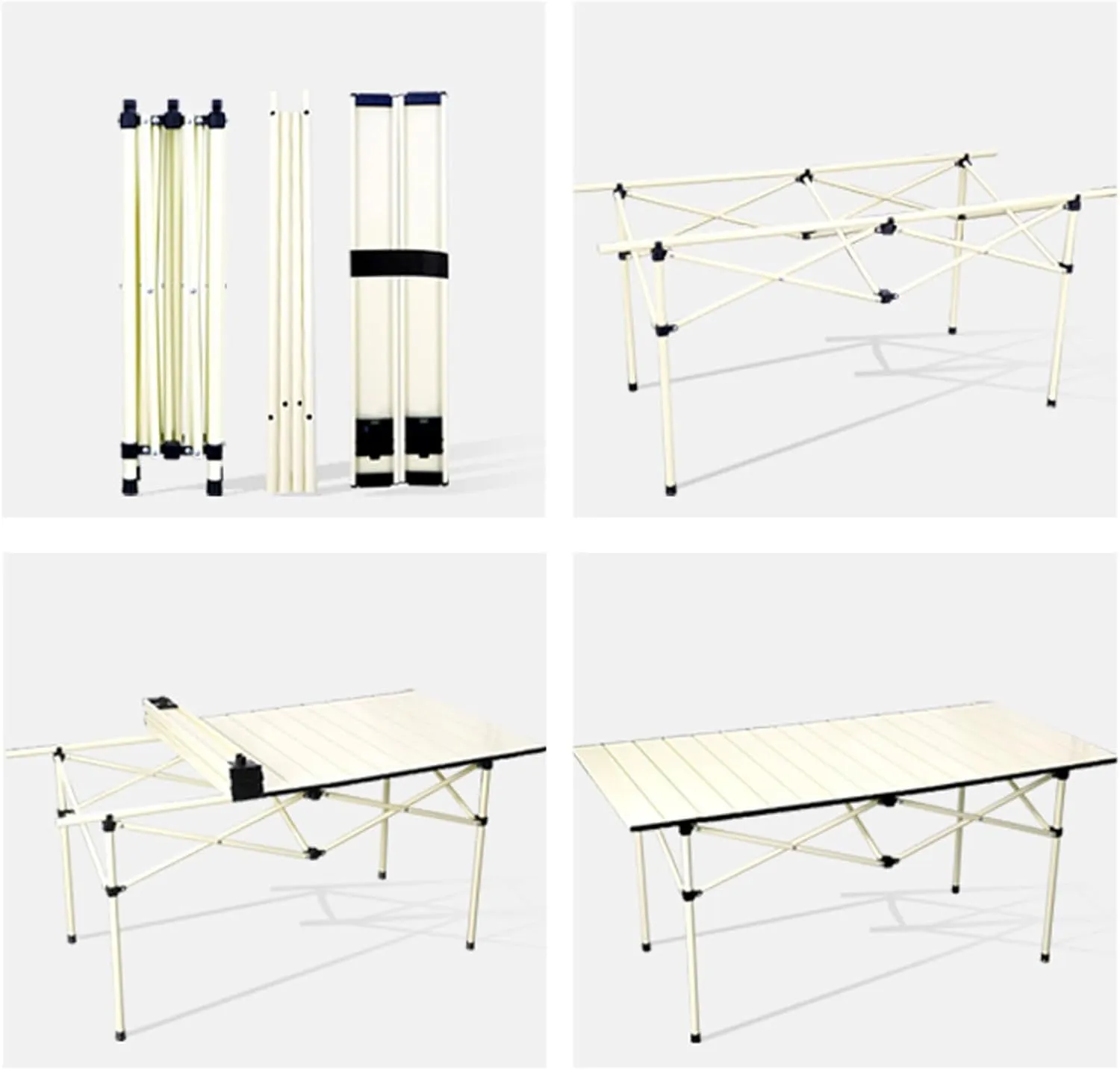 Folding Table Camping Portable Made of Carbon Steel Strong Load-Bearing Capacity for Outdoor Cooking, Picnic, Camp, with Carry Bag(White,53 * 50 * 50cm)