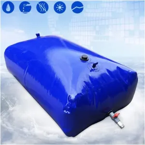 Folding Water Storage Bag, PVC Large Capacity Folding Emergency Transport Water Bladder for Agricultural Irrigation Fire Fighting (Color : Blue, Size : 1440L/1.5X1.2X0.8M)