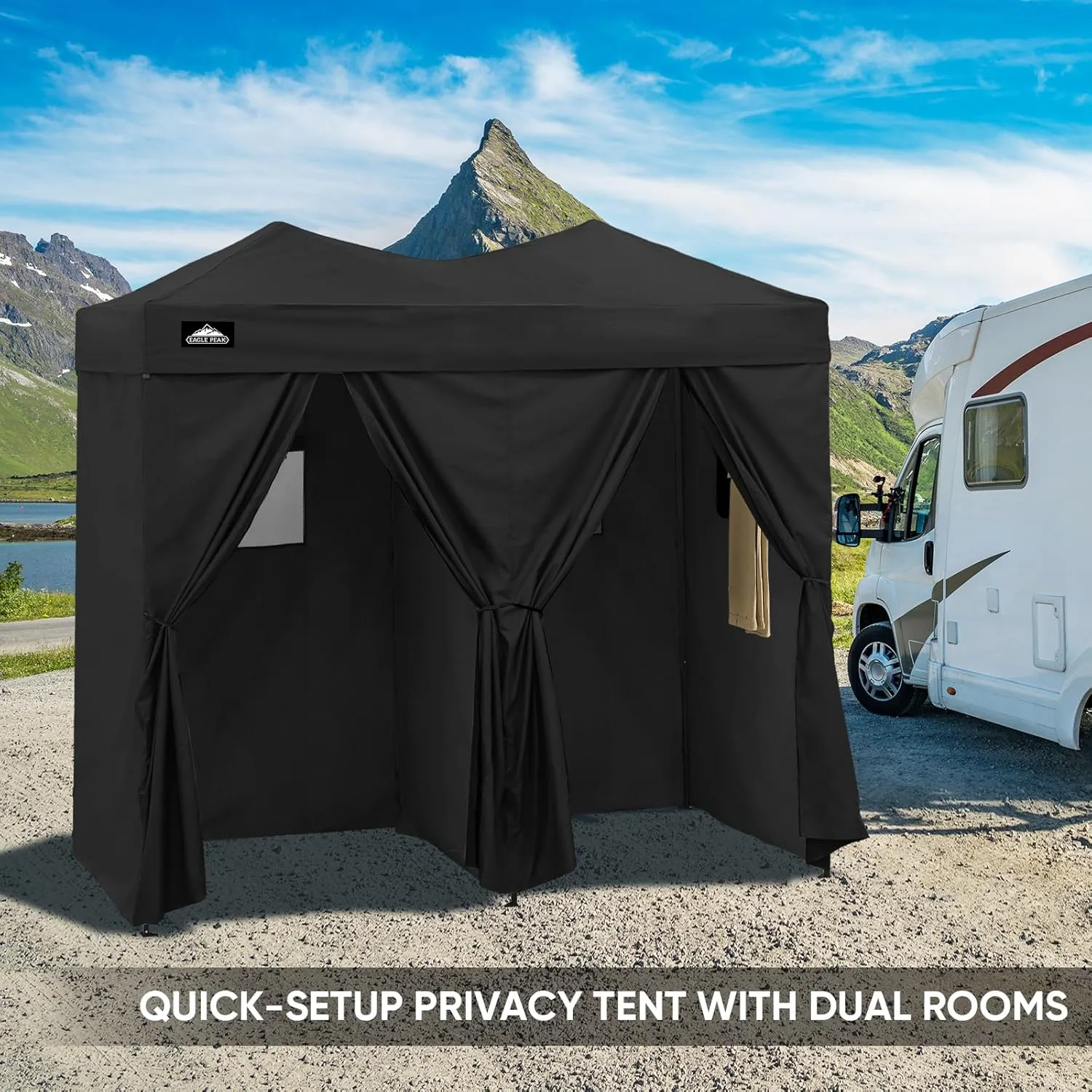 for Up Changing PEAK or Pop 2 Tent Beach Portable Room, EAGLE Pop Room Changing Room 8x4, (Black) Changing Shelter, Impeccable Outdoor Friendly assistance Up for Room Photoshoots Pool, Sun Dressing Portable
