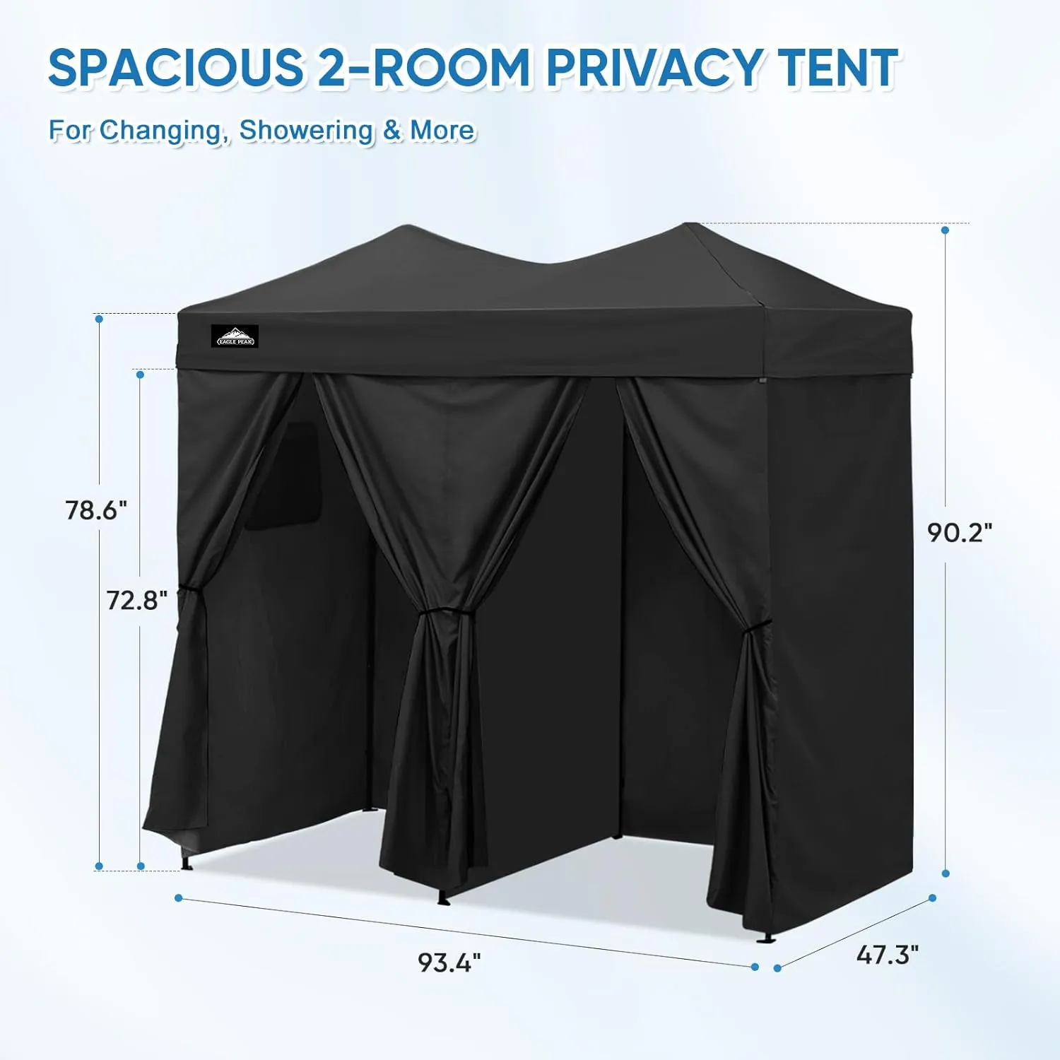 for Up Changing PEAK or Pop 2 Tent Beach Portable Room, EAGLE Pop Room Changing Room 8x4, (Black) Changing Shelter, Impeccable Outdoor Friendly assistance Up for Room Photoshoots Pool, Sun Dressing Portable