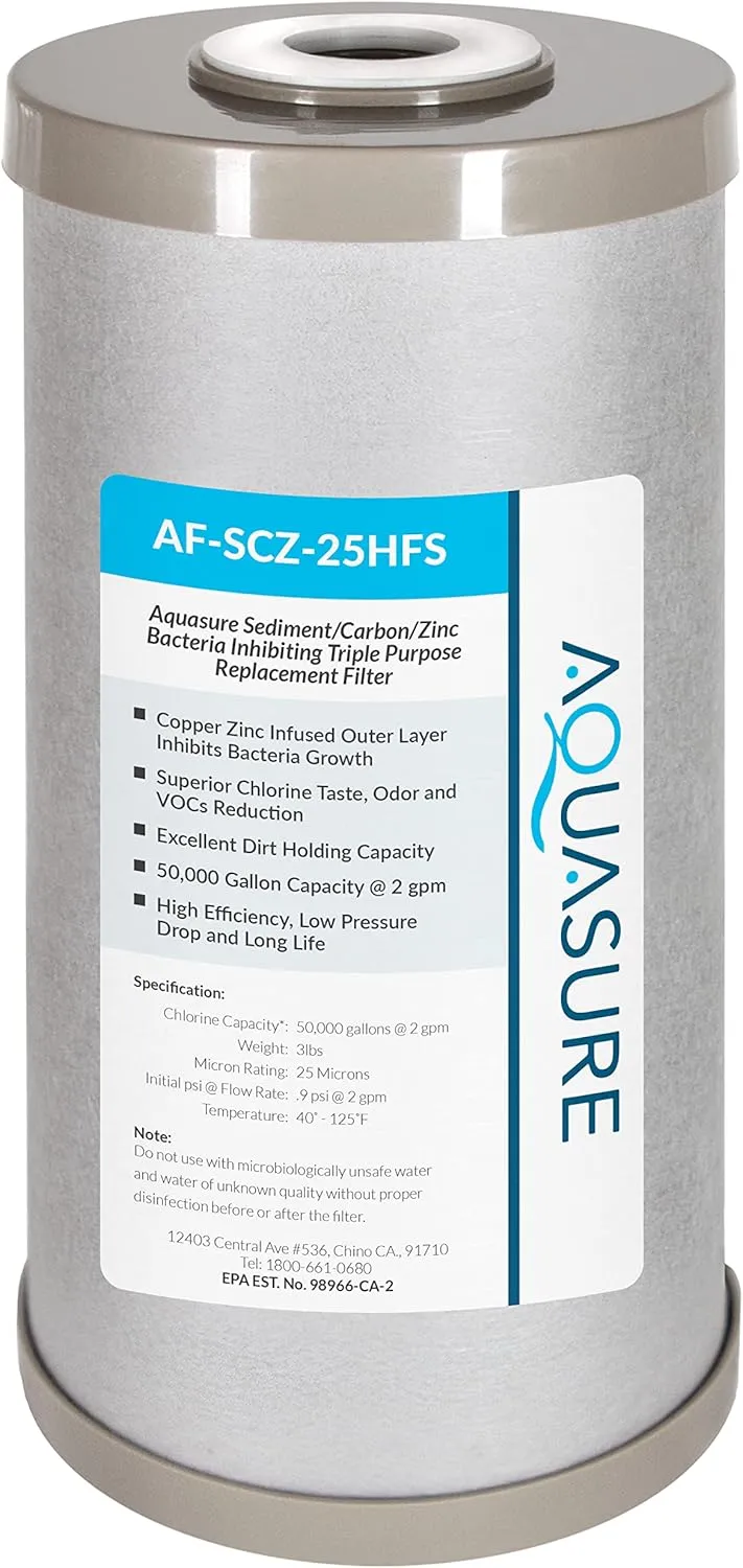 Fortitude V2 Series Sediment/Carbon/Zinc Bacteria Inhibiting Triple Purpose Replacement Filter - Standard (Sediment/Carbon/Zinc, Standard)