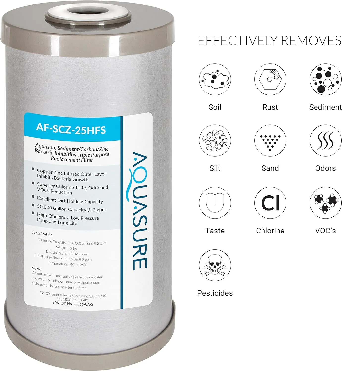 Fortitude V2 Series Sediment/Carbon/Zinc Bacteria Inhibiting Triple Purpose Replacement Filter - Standard (Sediment/Carbon/Zinc, Standard)