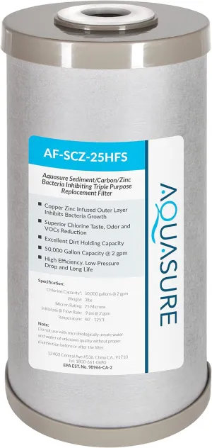 Fortitude V2 Series Sediment/Carbon/Zinc Bacteria Inhibiting Triple Purpose Replacement Filter - Standard (Sediment/Carbon/Zinc, Standard)