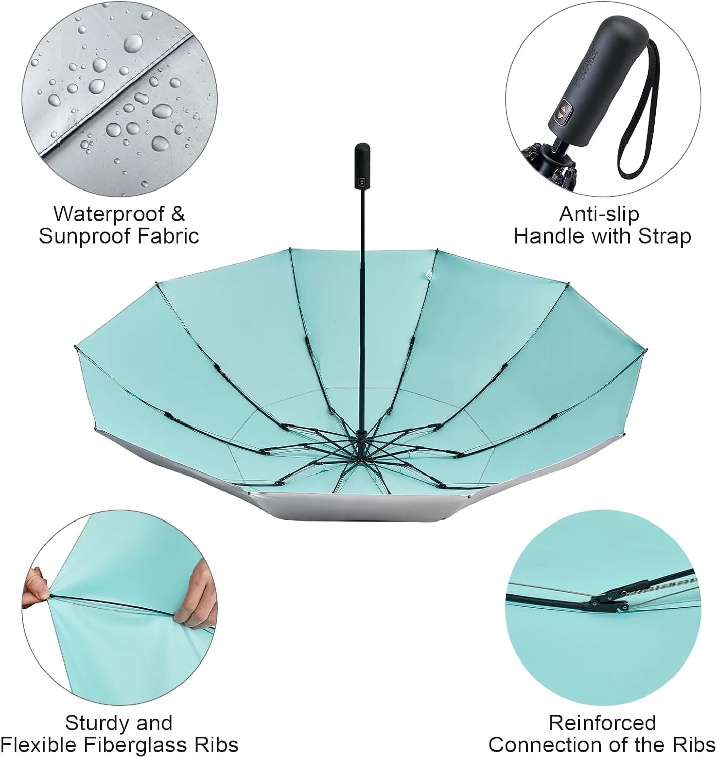 G4Free 42/46/54/62 Inch Large Golf Umbrella Compact Reverse Travel Umbrella 10 Ribs Windproof for Rain Double Canopy Automatic Open Close
