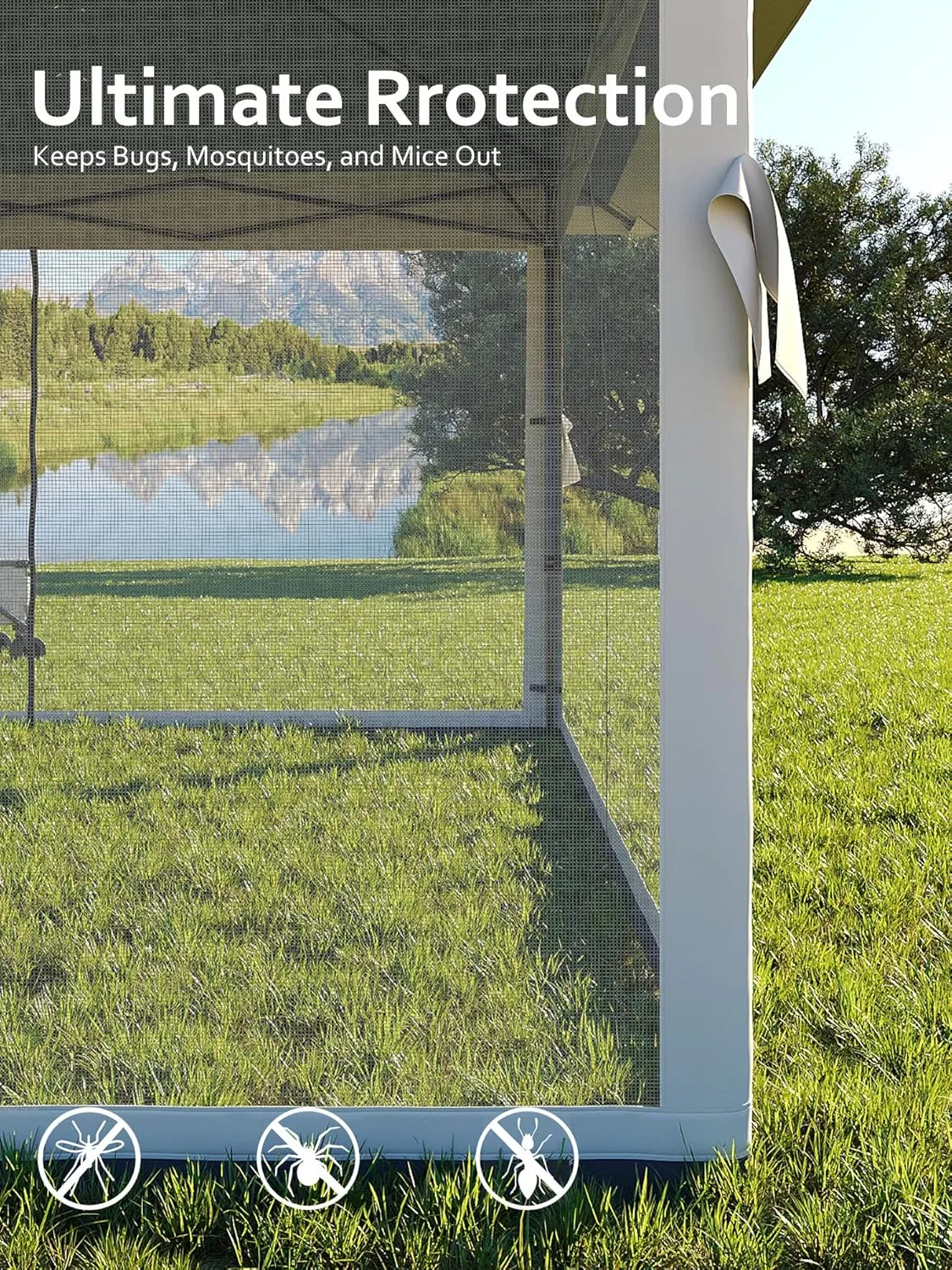Garvee 13x13FT Pop Up Gazebo, Canopy Tent with Mosquito Netting,Outdoor Gazebos for Backyard & Patio Furniture - Pop Up Tent with Wheeled STO-N-Go Cover Bag (Dark Army Green Hemp Grey)