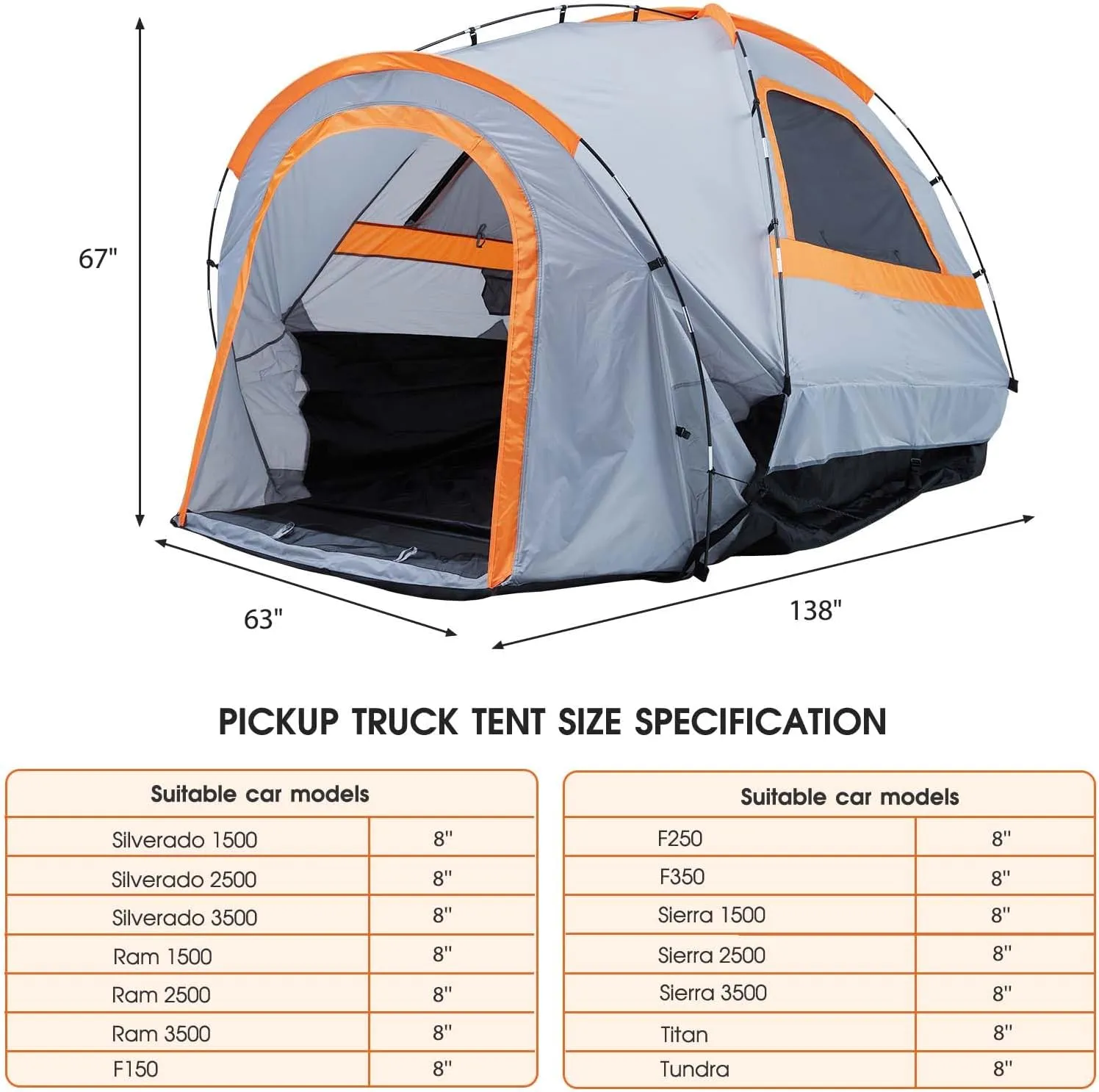 GarveeTech Trunk Bed Tent for Camping - Waterproof PU2000mm, Spacious Double Layer Design, Includes Rainfly and Storage Bag