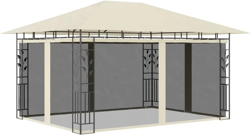 Gazebo with Mosquito Net 13.1'x9.8'x9' Cream 0.6 oz/ft² Party Tent