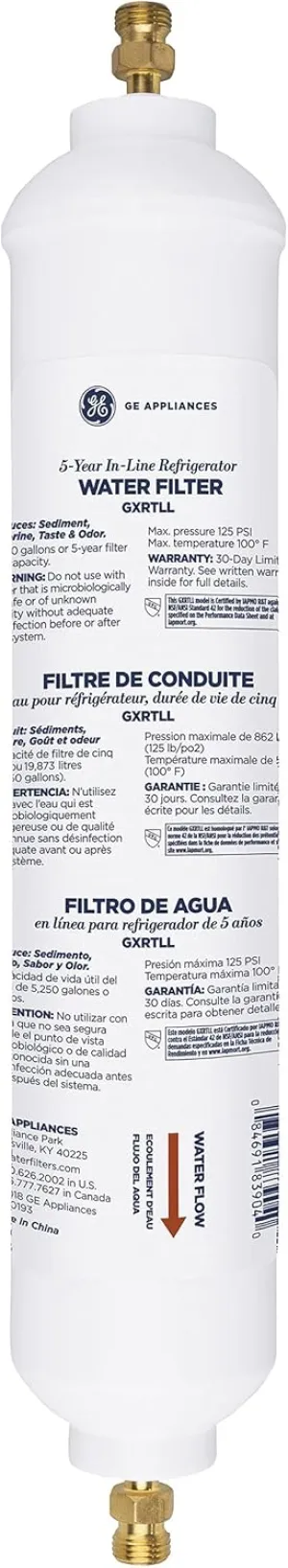 GE Appliances GXRTLL 5-Year in-LINE Filtration System Water Filter, 1 Count (Pack of 1)