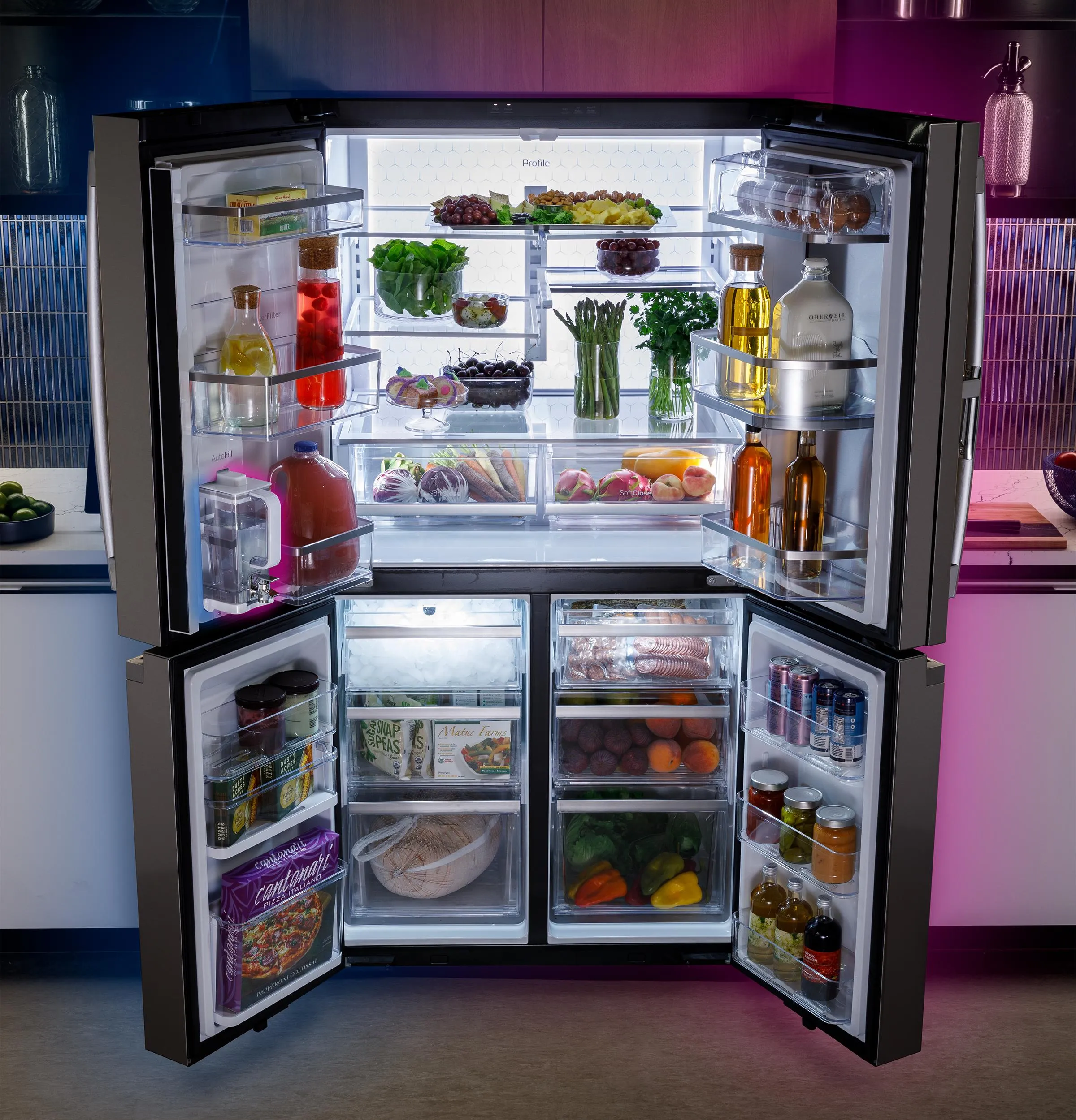 Ge Appliances PHD23BYWFS Ge Profile&#8482; Energy Star® 22.9 Cu. Ft. Counter-Depth Quad-Door Refrigerator With Dual-Dispense Autofill Pitcher And Door In Door