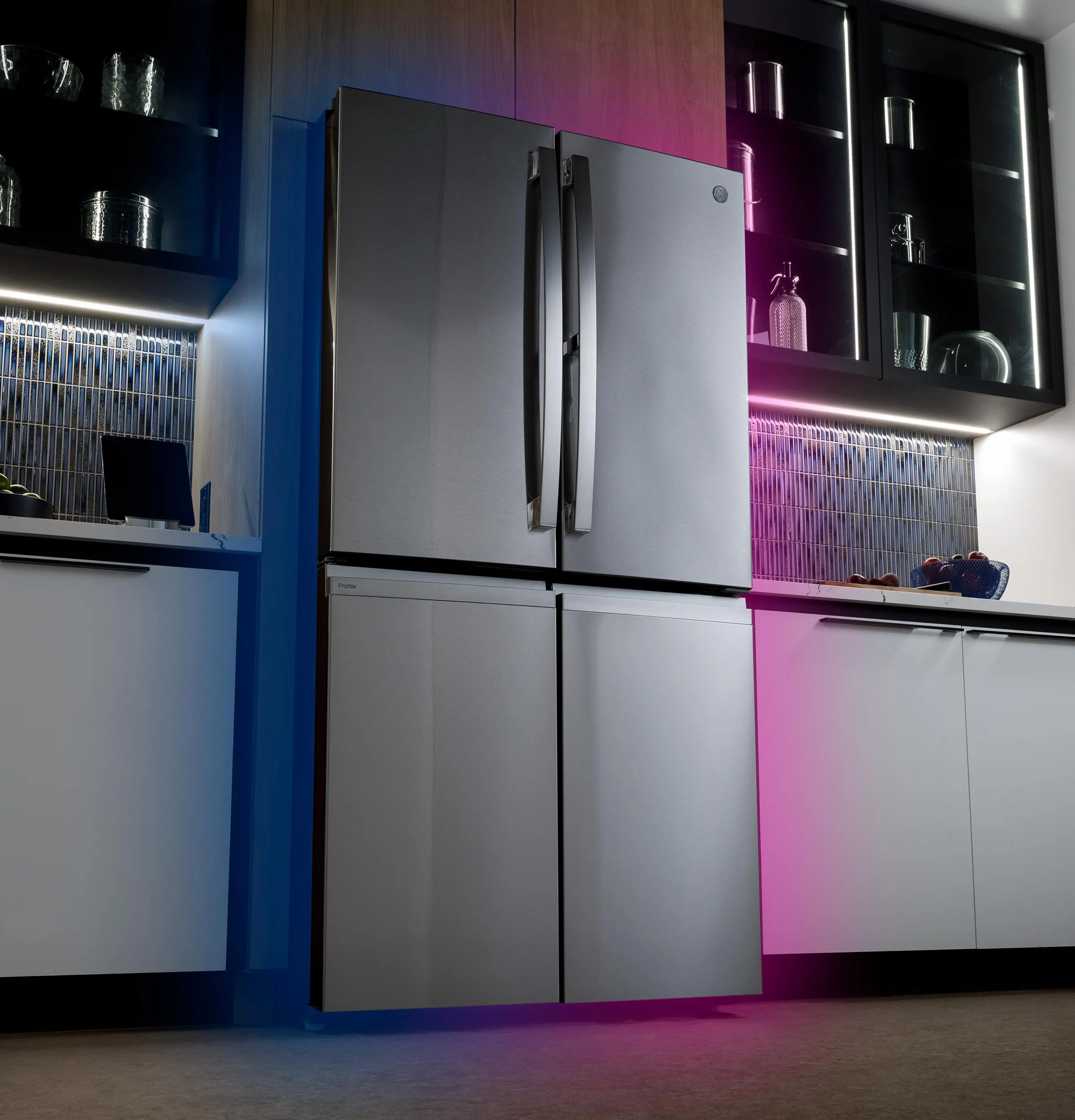 Ge Appliances PHD23BYWFS Ge Profile&#8482; Energy Star® 22.9 Cu. Ft. Counter-Depth Quad-Door Refrigerator With Dual-Dispense Autofill Pitcher And Door In Door