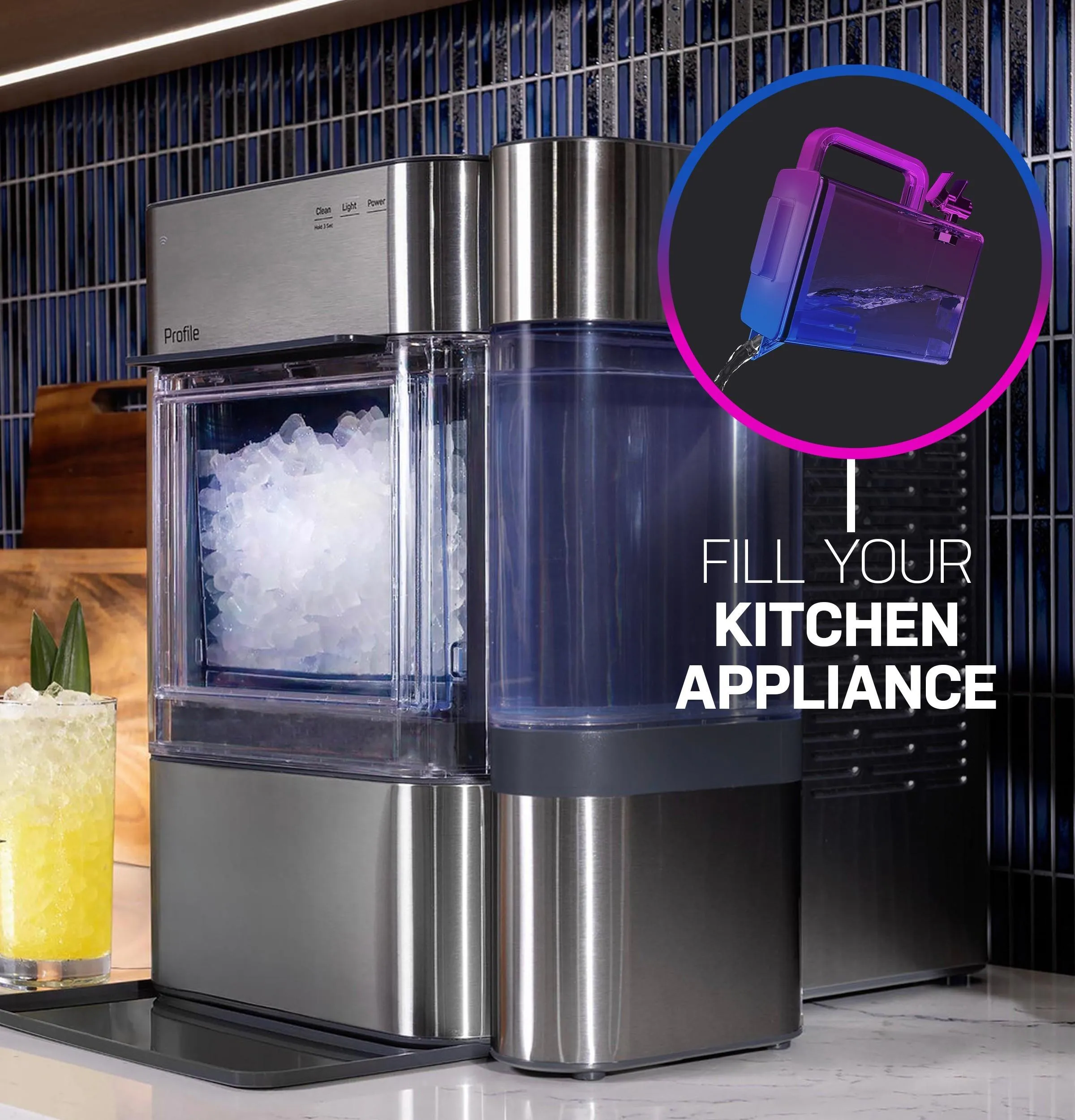 Ge Appliances PHD23BYWFS Ge Profile&#8482; Energy Star® 22.9 Cu. Ft. Counter-Depth Quad-Door Refrigerator With Dual-Dispense Autofill Pitcher And Door In Door