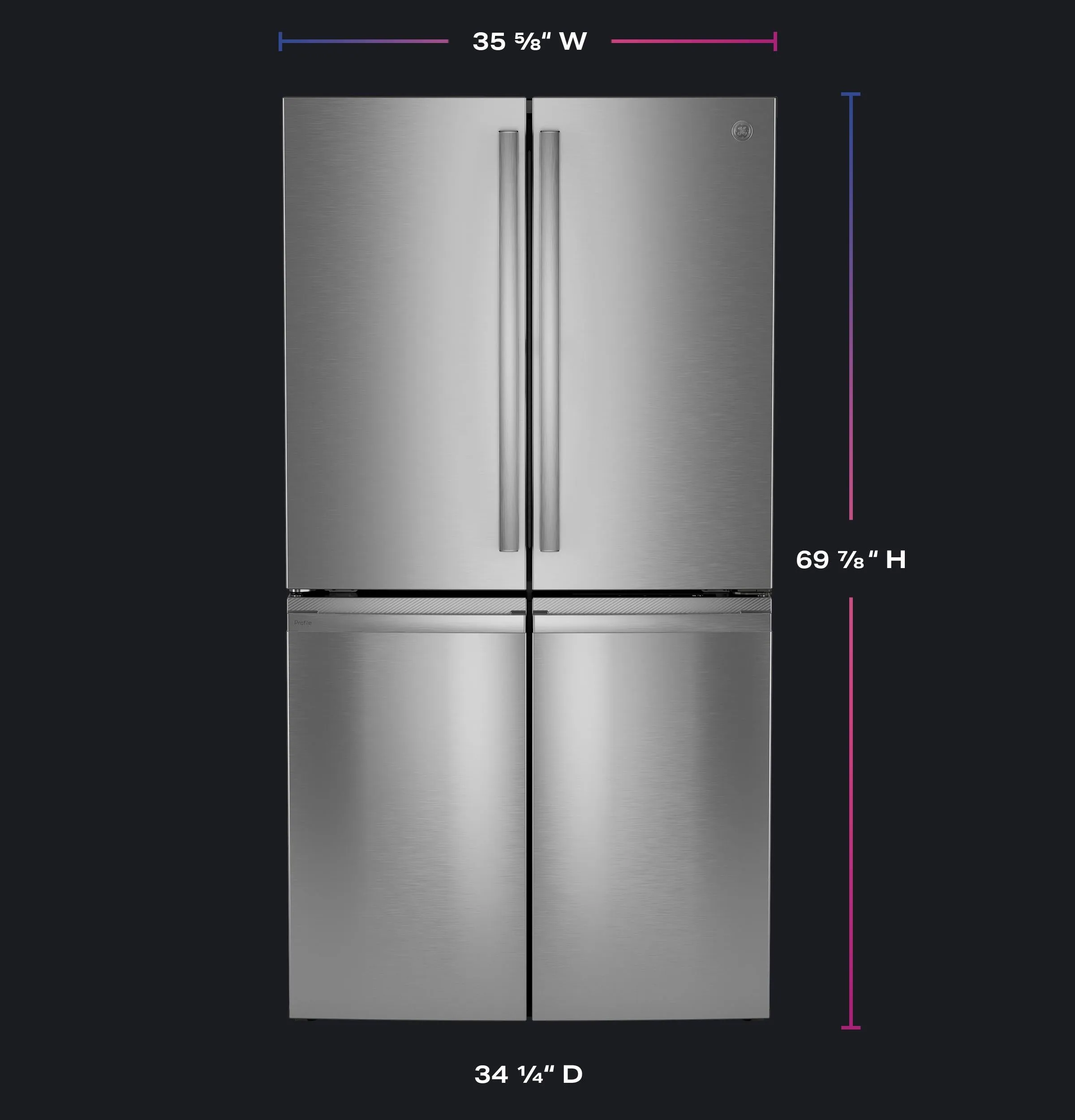 Ge Appliances PHD23BYWFS Ge Profile&#8482; Energy Star® 22.9 Cu. Ft. Counter-Depth Quad-Door Refrigerator With Dual-Dispense Autofill Pitcher And Door In Door