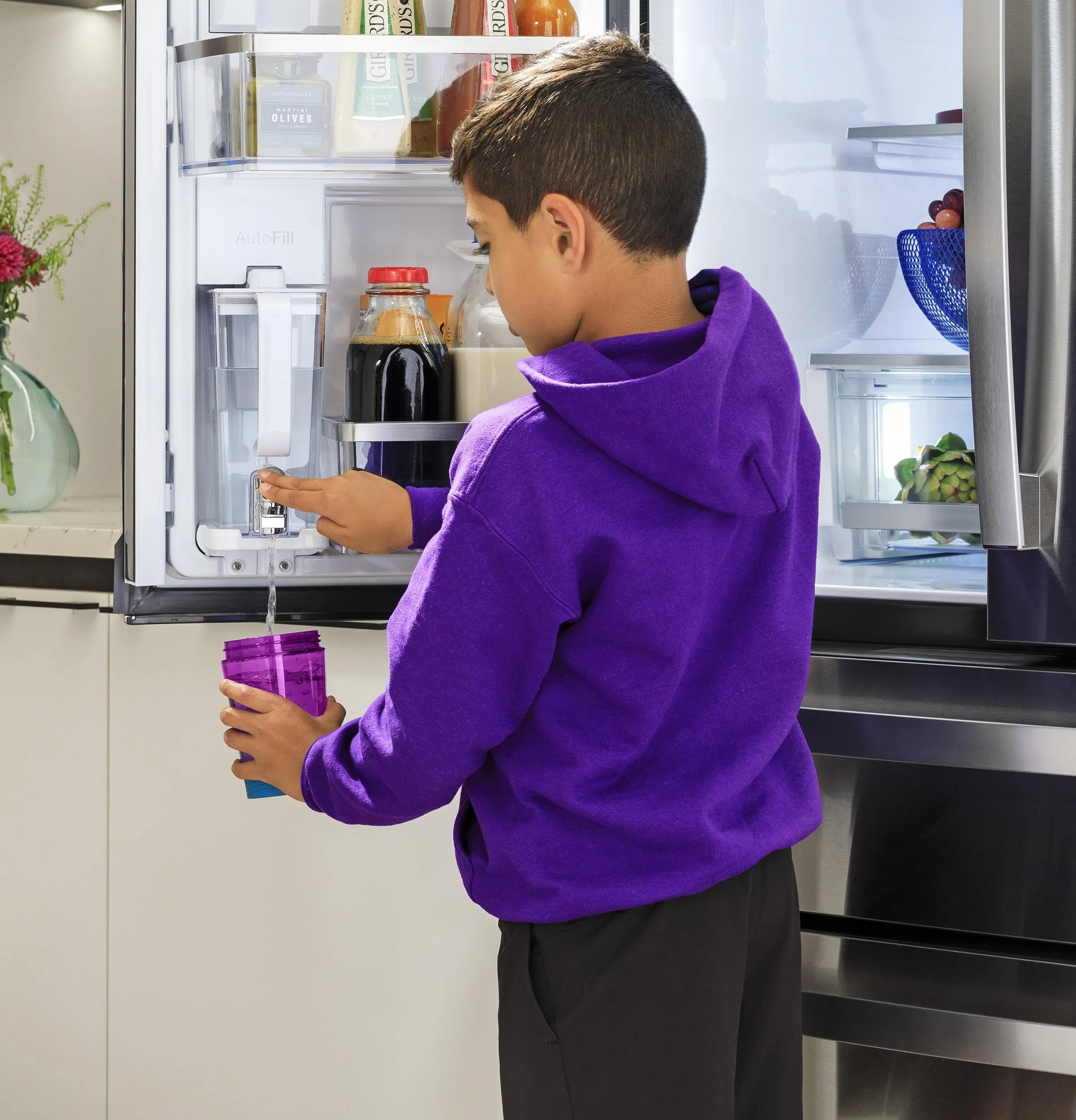 Ge Appliances PHD23BYWFS Ge Profile&#8482; Energy Star® 22.9 Cu. Ft. Counter-Depth Quad-Door Refrigerator With Dual-Dispense Autofill Pitcher And Door In Door
