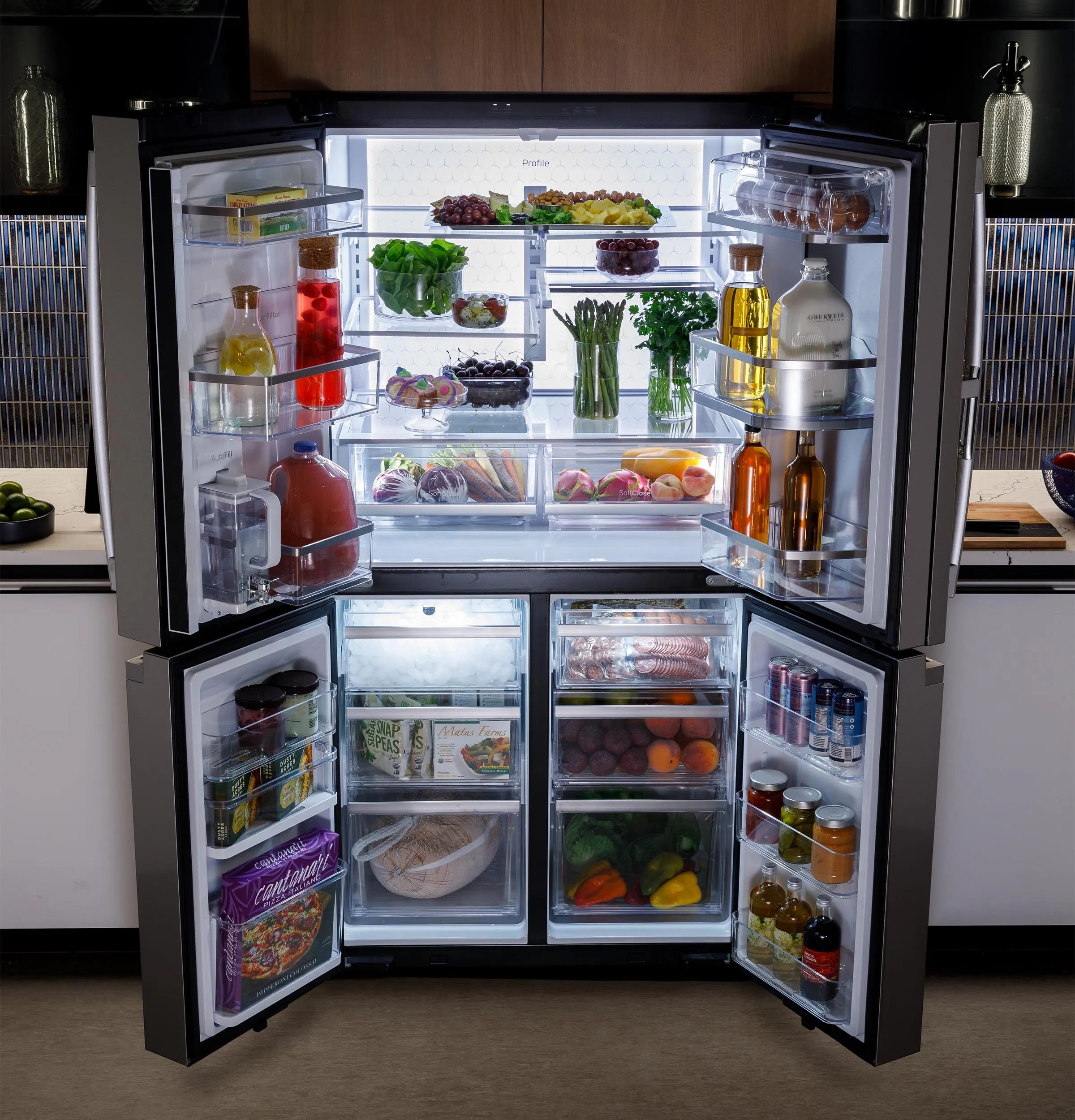 Ge Appliances PHD23BYWFS Ge Profile&#8482; Energy Star® 22.9 Cu. Ft. Counter-Depth Quad-Door Refrigerator With Dual-Dispense Autofill Pitcher And Door In Door