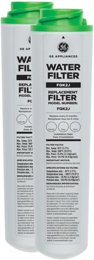 GE FQK2J Under Sink Water Filter Replacement | Dual Flow | Reduces Sediment, Rust & Other Impurities from Water | Replace Every 6 Months for Best Results | 2 Water Filters Light Gray