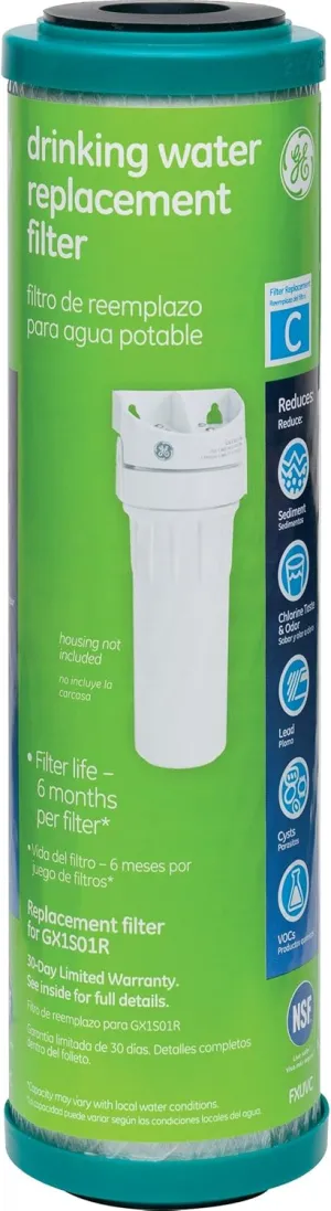 GE FXUVC Water Filter, 1 Count (Pack of 1), White and Aqua