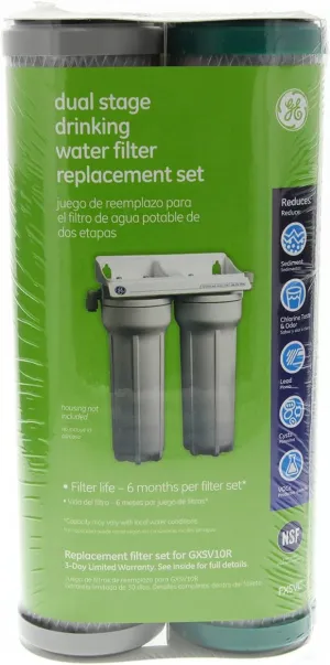 GE SmartWater FXSVC Under Sink Water Filter, Replacement for Water Filtration System, Twice-Filtered Water, Reduces Sediment & Other Impurities from Water, Replace Every 6 Months, 2 Filters