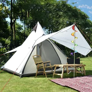 GeRRiT 4 Person Tent for Camping Pyramid Teepee Tent Outdoor Portable Double Layers Tent for Outdoor Family Hiking Yurt Tent