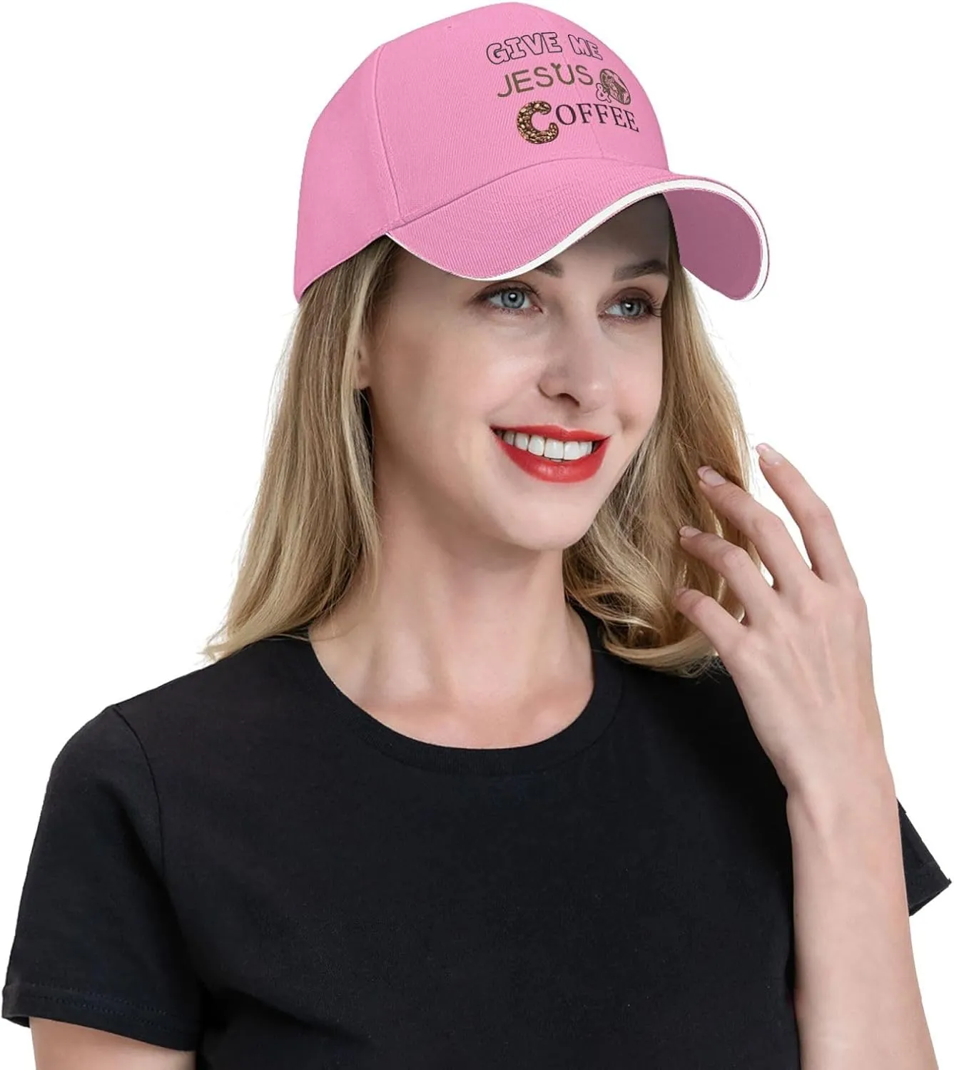 Give Me Jesus Coffee Baseball Cap Dad Hat Funny for Men Trucker Hats Adjustable Fashion Caps Hiking & Travel Black-R