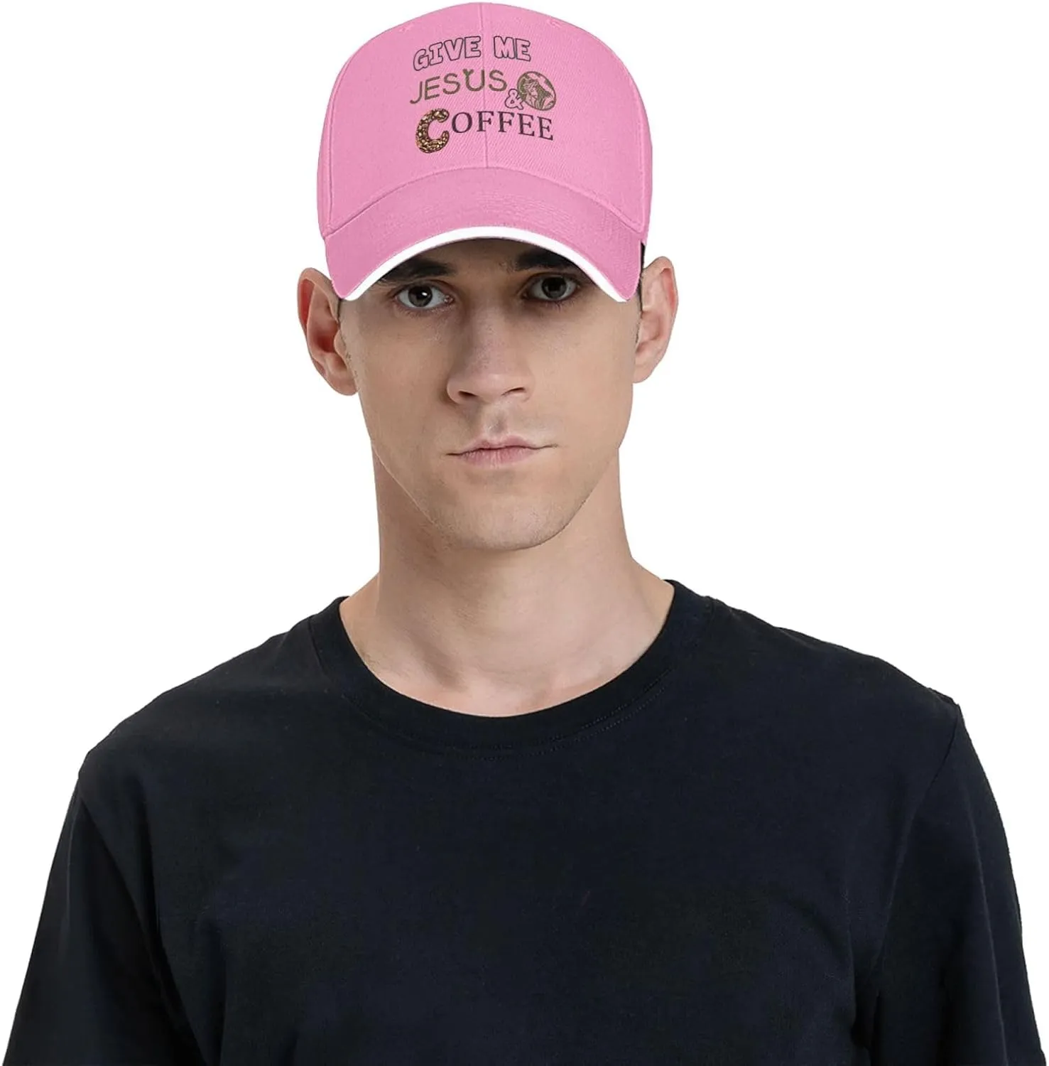 Give Me Jesus Coffee Baseball Cap Dad Hat Funny for Men Trucker Hats Adjustable Fashion Caps Hiking & Travel Black-R